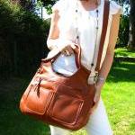 Leather Handbag Satchel Tote Btrown